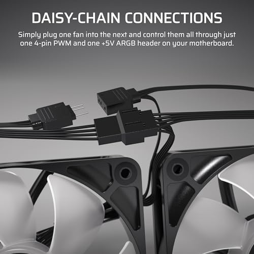 Image of Corsair RS120 ARGB 120mm PWM Fan - Daisy-Chain Connection - Low-Noise - Magnetic Dome Bearing - Single Pack - Black