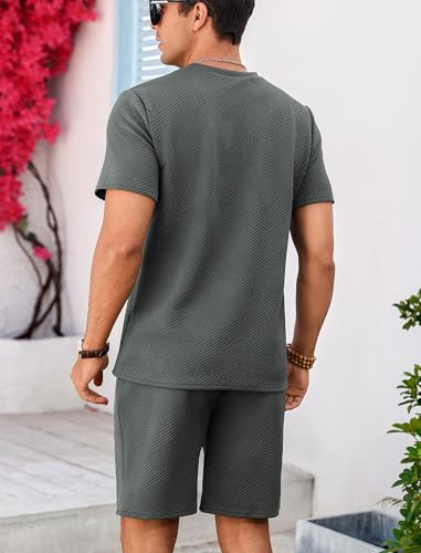 Vssjavun Men's Track Suits 2 Piece Outfits Casual Short Sleeve Shirt and Shorts Set Sweatsuit Summer Tracksuit