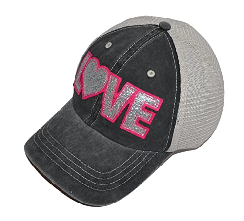 Love Cap For Women And Girls, Trendy Trucker Hat, Bling Baseball Caps With Words, Love Heart Hats, Adjustable One Size #TOP5