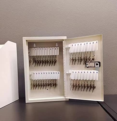 Sumerfnt Key Cabinet Lock Box Wall Mount Key Storage Cabinet With Combination Lock Steel Key Box For Wall 40 Key Hooks Off-White #TOP5