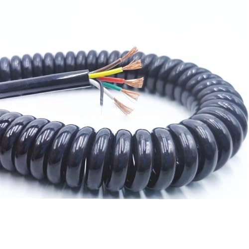 Cable espiral telescópico con resorte, Bobina retráctil de cable de 6 núcleos 14 AWG, 15 AWG, 17 AWG, 18 AWG, 24 AWG, 22 AWG y 20 AWG(Stretch 1.2 meters 17AWG 1.0mm)