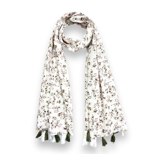 Image of floral printed cotton stoles /scarf /scarves for women, pure soft cotton for summer (Size-28inch x 72inch)