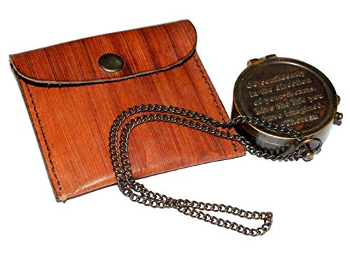 Brújula Antigua de Bolsillo de Latón Náutico Grabada miniatura 2