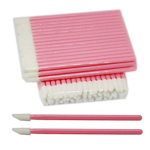 Preisvergleich Produktbild 100 Stück Reinigungsstäbchen für die Wimpernverlängerung - Microblading - Microfaser und Fusselfrei - Lippenpinsel - in Rosa