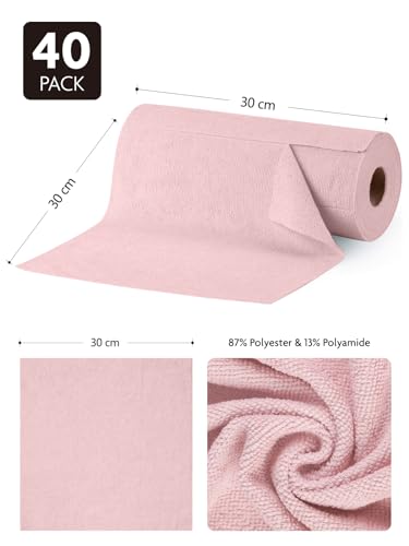 Lavettes en microfibre roses 40 pièces pour un ménage durable - 3