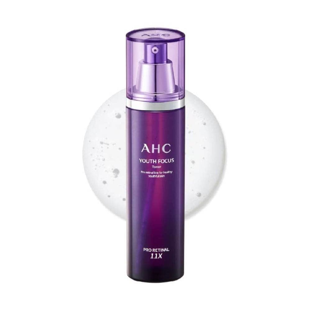 AHC Youth Focus Skin Toner with Pro Retinal for 11x faster conversion than Retinol to help reduce the appearance of fine lines and wrinkles for hydrated youthful skin with Korean skincare 130 ml