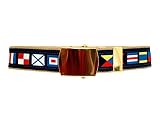 Nautical Code Flag Military Style Belt, Khaki Web Belt, with Buckle