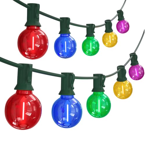 SUNSGNE G40 LED Christmas Globe String Lights, 50FT Shatterproof Round