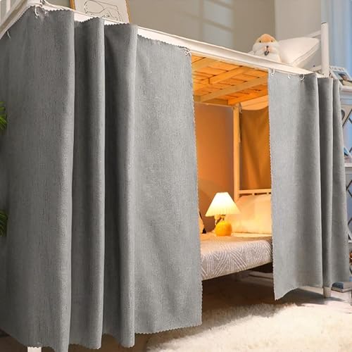Image of Cute Bottom Bunk Bed Curtain Student Dormitory Blackout Cloth Bedding Tent Bed Canopy Single Sleeper, Grey