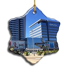 N/A Bloomington Mall of America Minnesota USA America Christmas Ceramic Ornament Xmas Tree Decor Souvenirs Double Sided Snowflake Porcelain Home Gifts