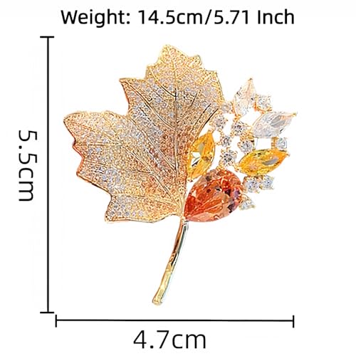 Image of Elegant Leaf-shaped Crystal Brooch, Perfect for Any Occasion,Rose Gold /Silver