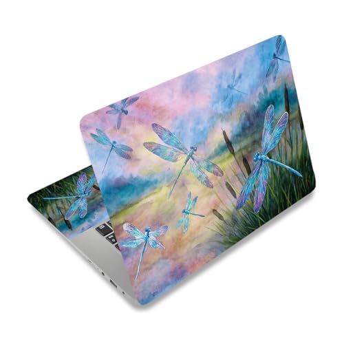 PLIGREAT Dragonfly Laptop Decal Sticker Skin Cover, Landscape Painting Laptop Stickers Skins Decal Fits 12 13 13.3 14 15 Laptops Universal Waterproof Removable Notebook Art Protector