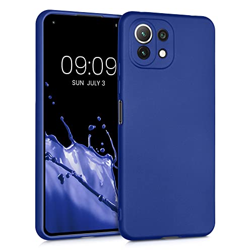 kwmobile Custodia Compatibile con Xiaomi 11 Lite (5G) NE/Mi 11 Lite (5G) Cover - Back Case Morbida - Protezione in Silicone TPU Effetto Metallizzato blu metallizzato