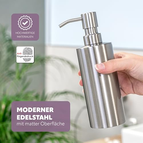 Seifenspender aus Edelstahl Bremermann Bad-Serie Piazza mit 350 ml Fassungsvermögen