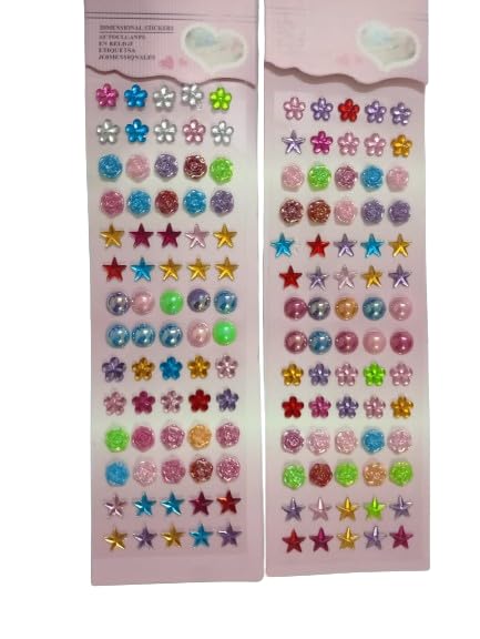 Chuz N Pick Combo of 2 Pack 3 D with Various Designs Star Shaped, Rounded Stone Sheet for Art and Craft Decoration, Phone Cover Decoration Size 5-7 mm Set of 2sheets with Different Deisgn (Mix)-image-31