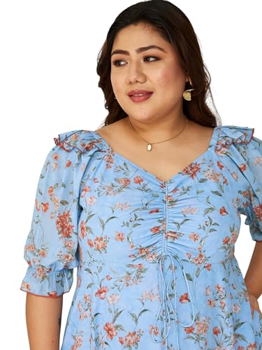Image of Miss Chase A+ Women's Floral Wrap Chiffon Maxi Dress with Flutter Sleeves Frilled Hem