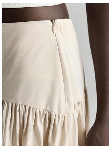 MakeMeChic Women's A Line Long Skirt Ruffled Flared Hem Fall Skirts Vacation Outfits4