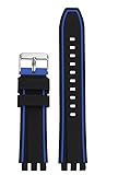 ERAKAFZTTK Cinturino in Gomma da 19 mm, 20 mm e 21 mm, Adatto for Orologio da Uomo Fit for Swatch YVS400 YVS451 YVB404, Braccialetto Sportivo Impermeabile in Silicone for Esterni(Black Blue SK,21mm)