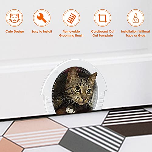 FICUSWIN Cat Door Interior Door, Pet Door with Removable Cleaning Grooming Brush, Large Pet Cat Pass for Adult Cats up… - Image 4