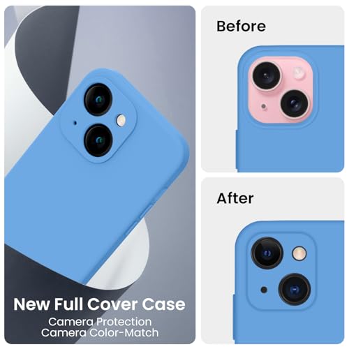 Image of FireNova Designed for iPhone 15 Case, Silicone Upgraded [Camera Protection] Phone Case, Soft Anti-Scratch Microfiber Lining Inside, 6.1 inch, Blue