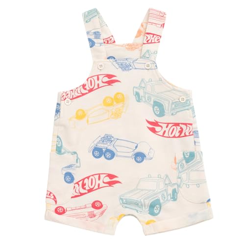 Hot Wheels Baby French Terry Square Neck Short Overalls and T-Shirt Outfit Set Newborn to Infant Sizes (Newborn - 24 Months)2