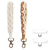 CHIWUTECH Boho Macrame Phone Wrist Strap, Cell Phone Lanyard with Tether Tab, Keychain Wristlet Charm, Anti-Loss Phone Chain