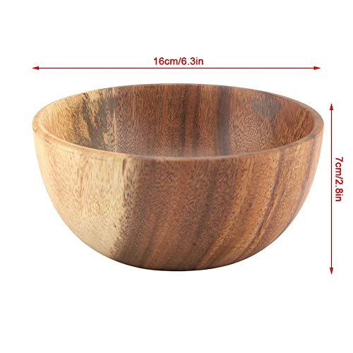 Yosoo Natural Hand-Made Solid Wood Bowl, Classic Large Round Acacia Wood Salad Soup Dining Bowl, Premium Wood Kitchen Utensils(16X7 Cm / 6.3X2.8 Inch) #TOP1
