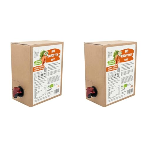 Bio Karottensaft 3 Liter Box - Aus deutschen und niederländischen Karotten - Vegan, leuchtend-orange Farbe, mit Spezialkulturen fermentierter Gemüsesaft (Packung mit 2)