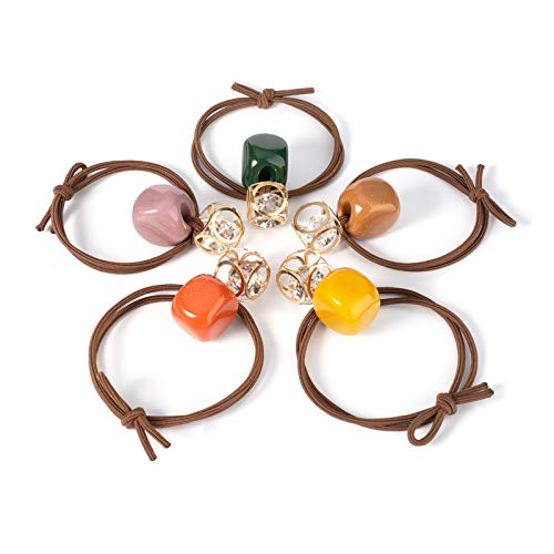 Lot de 5 chouchous à cheveux en caoutchouc avec strass creux, résistants à la perte Cover