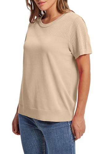Image of WIHOLL Short Sleeve Sweater for Women Trendy Summer Tops 2026 Early Spring Fashion Business Casual Outfits