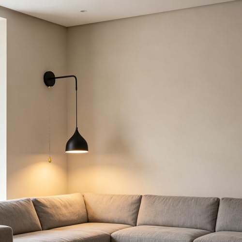 Aplique de pared moderno para evitar reformas con interruptor de cadena manual