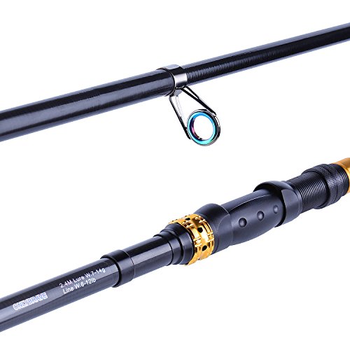 Image of Sougayilang Telescopic Fishing Rod - 24 Ton Carbon Fiber Ultralight Fishing Pole with CNC Reel Seat, Portable Retractable Handle, Stainless Steel Guides for Bass Salmon Trout Fishing