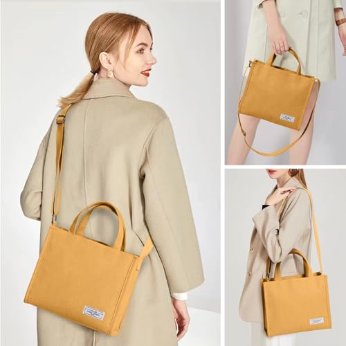 Image of KALIDI Corduroy Tote Bag with Zip, Crossbody Bag Hobo Handbag Shoulder Bag for Women and Girls