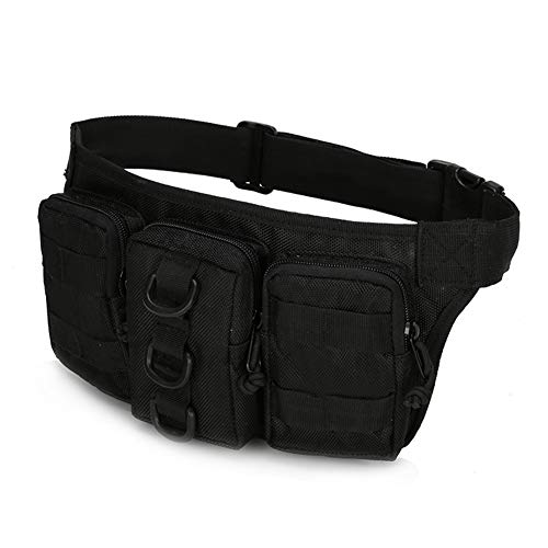 SGOYH Waterproof Tactical Waist Bum Bag Molle Military Pack Bag Hip Belt Pouch for Outdoors Cycling Running Hiking Walking (Black)