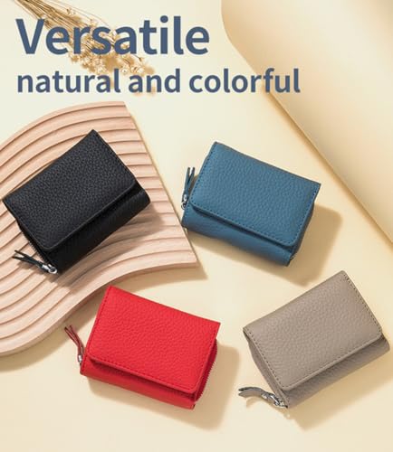 Unisex Pebble Leather Wallet, Women Wallet, Soft Compact RFID Blocking Card Holder with Zipper Coin Pocket, Credit Card Holder for Women, Small Purse for Men and Women (Gray) 7