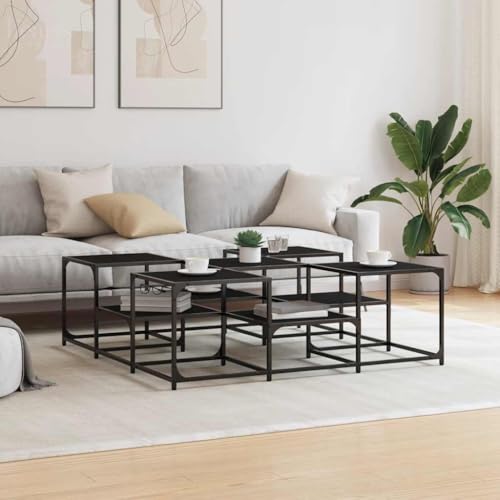 Table basse carrée noire pour optimiser le rangement du salon - 4