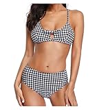 Las correas de cabestro ajustables permiten un ajuste relajado. Braguita de bikini fruncida de talle alto, cobertura perfecta, control de barriga, diseño modesto, ¡te hace más halagador!