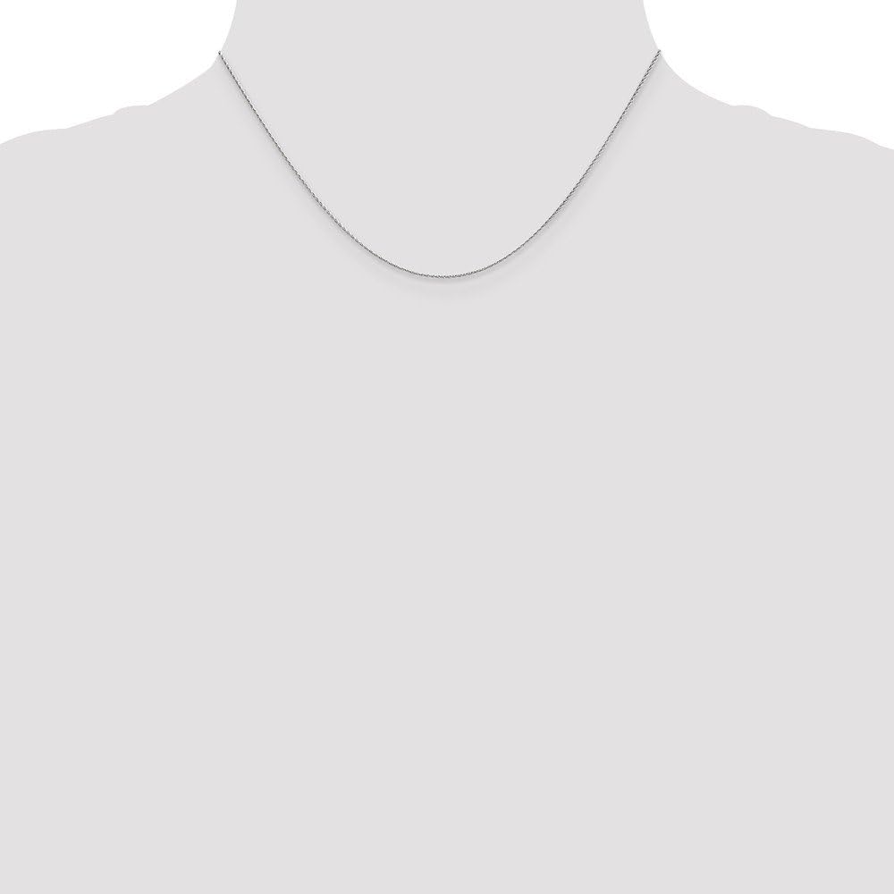 Solid 14K White Gold .7mm Baby Parisian Wheat Chain Necklace - with Secure Lobster Lock Clasp
