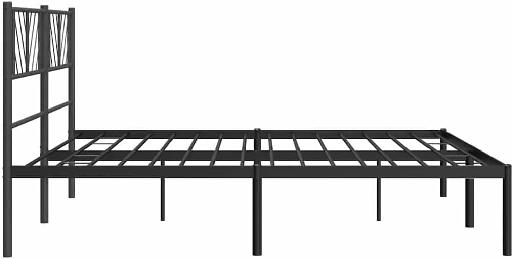 vidaXL Metal Bed Frame Black Powder-Coated Steel Double Metal Bed Frame