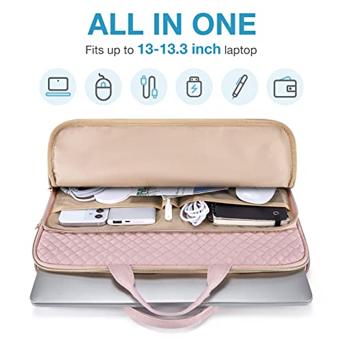 Image of BAGSMART Laptop Sleeve Case with Handle Protective Water-Resistant | 13.3-14 inch Laptop Bag for Women with Front Pockets, Compatible with MacBook, HP, Dell