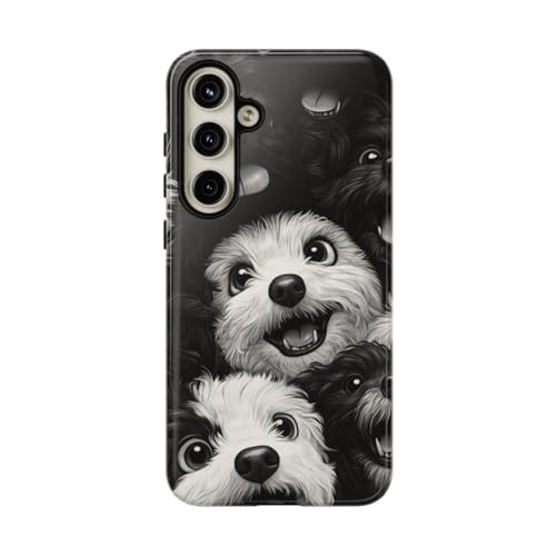 Coque Samsung S24 Plus motif chien noir et blanc rigide antichoc