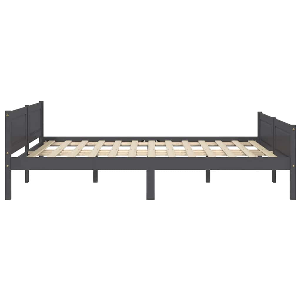 Massivholzbett Kiefer Grau 120x200 cm, Robustes Bettgestell Schlafzimmer Möbel mit Lattenrost, Langlebiges Plattformbett für Erwachsene, Modernes Design Wohnaccessoire