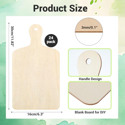 24 Mini Tablas de Cortar de Madera para Manualidades miniatura 2