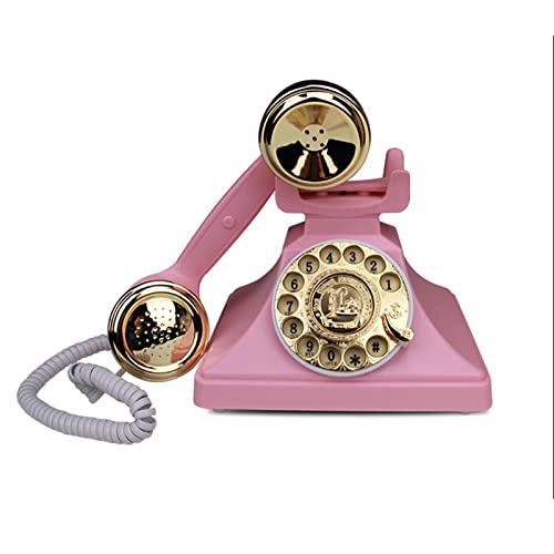 Teléfono fijo retro vintage estilo europeo rosa miniatura 6