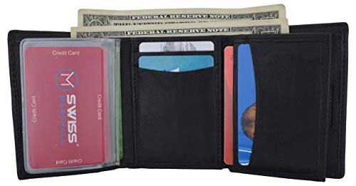 Mens RFID Blocking Premium Leather Classic Trifold Wallet Gift Box3