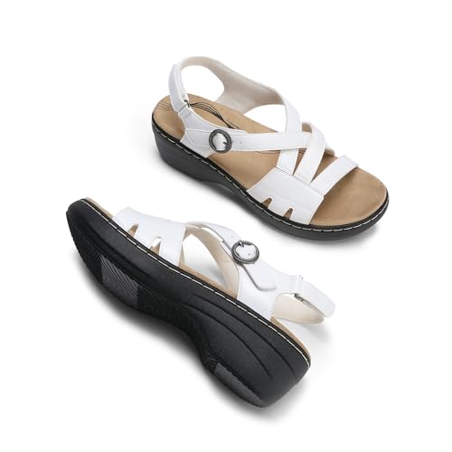 Image of DREAM PAIRS Women's Open Toe Wedge Sandals Walking Shoes