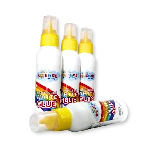 Link with Science Premium PVA Slime and Craft Glue | Smooth and Stretchy Slime | Non-Toxic, Washable & Child Friendly | School Glue | Perfect for Making Slime - Pack of 4 (White - 100ml Each) (B0C5F98DKL) Amazon Price History, Amazon Price Tracker