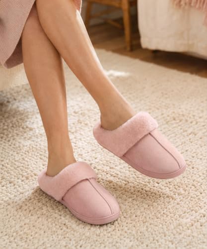 Image of Evshine Women's Memory Foam Fuzzy Slippers Cozy House Shoes | Wool-Like Faux Fur Lining, Non-Slip rubber sole, Warm Winter Slippers Indoor & Outdoor, Great Christmas Gift