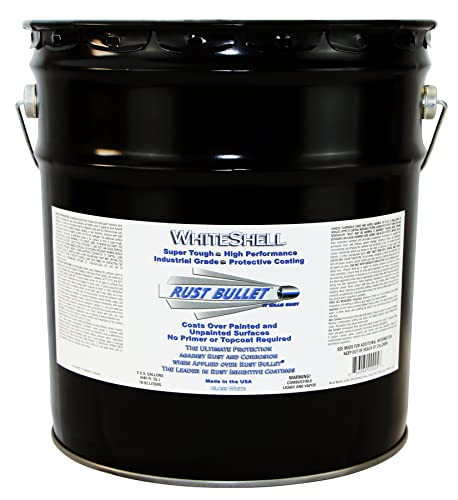 RUST BULLET WhiteShell (5 Gallon Pail) - Gloss White Rust Preventative Protective Coating, UV Resistant - No Topcoat Needed