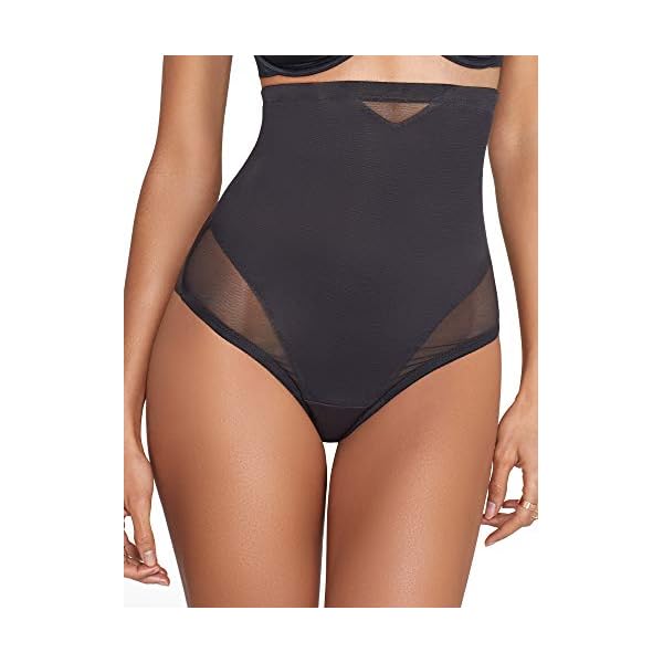 Miraclesuit-Shapewear-Womens-Sheer-Extra-Firm-Shaping-High-Waist-Thong Miraclesuit Women's Shapewear Extra Firm Control High Waist Panties Thong, Black, Medium